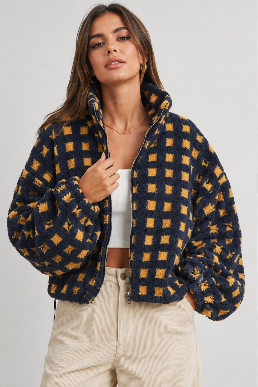 Havana Check Fleece Jacket