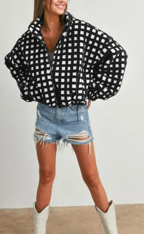 Havana Check Fleece Jacket